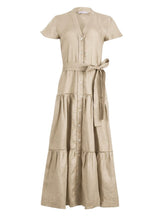 Shirtdress Apoella Milla Long Ruffle Shirtdress Beige Apoella