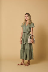 Shirtdress Apoella Milla Long Ruffle Shirtdress Striped Sky Apoella