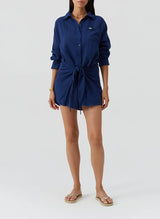 Shirtdress Melissa Odabash Sara Tie Front Short Shirtdress Marine Apoella