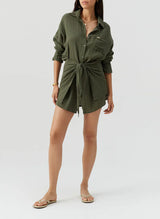 Shirtdress Melissa Odabash Sara Tie Front Short Shirtdress Olive Apoella