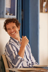 Shirts Apnée Linen Shirt Blue / White Stripes Apoella
