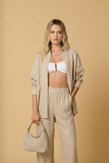 Shirts Apoella Charis Linen Loose Shirt Beige Apoella