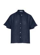 Shirts Apoella Virna Short Sleeve Shirt With Frills Denim Apoella