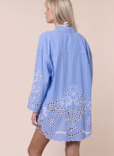 Shirts Juliet Dunn Shirt With Oversized Cutwork Embroidery Blue/White Apoella