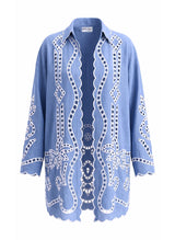 Shirts Juliet Dunn Shirt With Oversized Cutwork Embroidery Blue/White Apoella