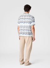 Shirts Missoni Bowling Shirt in Viscose with Light Blue Zigzag Print Apoella