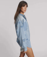 Shirts One Teaspoon Everyday Denim Shirt Studded Blue Heart Apoella