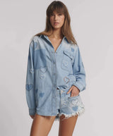Shirts One Teaspoon Everyday Denim Shirt Studded Blue Heart Apoella