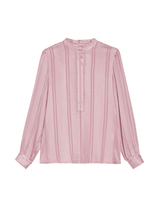 Shirts Zeus n Dione Hera Long Sleeve Textured Silk Shirt Mao Neck Pink Apoella