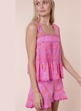 Shorts Juliet Dunn Ginkgo Floral Print Shorts Fuchsia/Neon Red 1 / Fuchsia Apoella