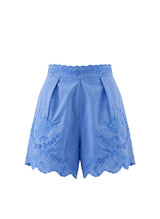 Shorts Juliet Dunn Wide Hem Shorts With Scallop Embroidery Ocean Blue Apoella