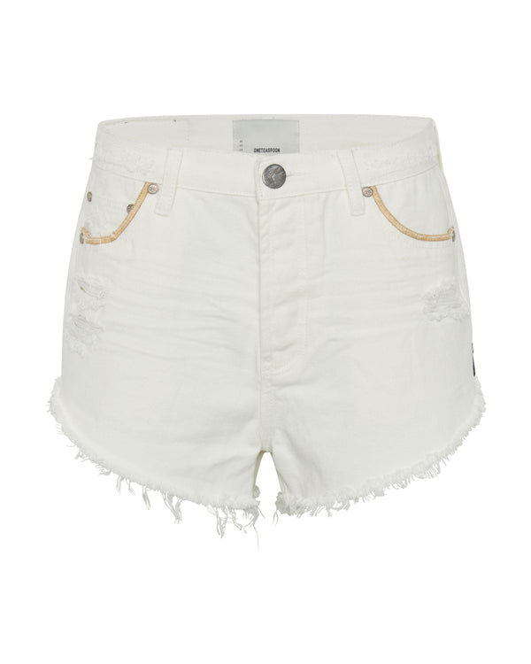 Shorts One Teaspoon Outlaws Mid Length Denim Shorts Pearl White / 24 Apoella