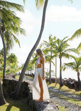 Skirts Melissa Odabash Mendi Slit Knit Long Skirt White Apoella