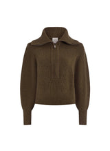 Sweater Varley Maura Half Zip Rib Knit Sweater Olive Night Apoella