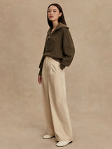 Sweater Varley Maura Half Zip Rib Knit Sweater Olive Night Apoella