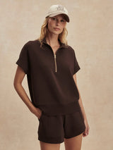Sweater Varley Ritchie Short Sleeve Sweater Coffe Bean Apoella