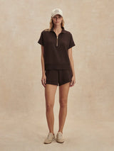 Sweater Varley Ritchie Short Sleeve Sweater Coffe Bean Apoella