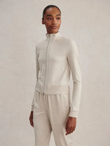 Sweater Varley Rufus Cropped Zip Through Sweater Pebble Marl Apoella