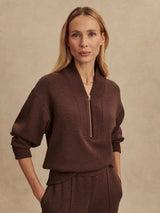 Sweater Varley Sally Half Zip Sweater Coffee Bean Marl Apoella