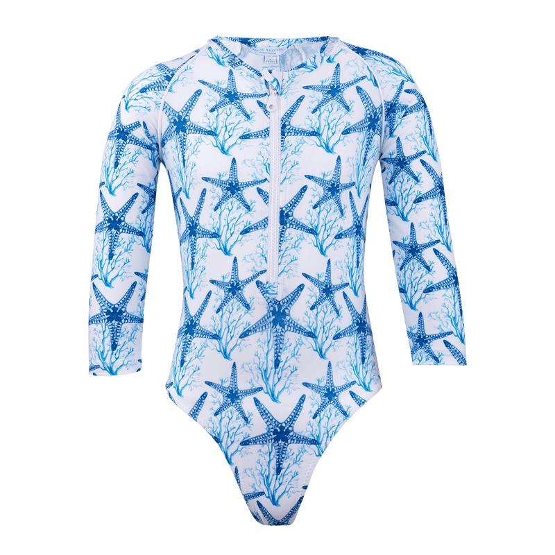Swimwear Marie Raxevsky Apoella Exclusive Long Sleeve One Piece Asterias All Blue 8y / Asterias All Blue Apoella