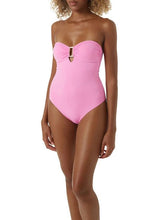 Swimwear Melissa Odabash Como Bandeau Rectangular Detail One-Piece Pink Apoella