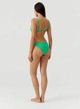 Swimwear Melissa Odabash Montenegro Over The Shoulder Ring Bikini Top Green Ribbed Apoella
