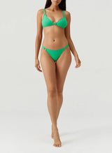 Swimwear Melissa Odabash Montenegro Over The Shoulder Ring Bikini Top Green Ribbed Apoella
