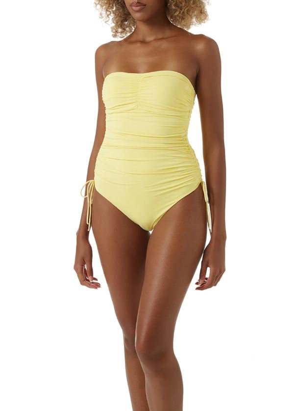 Swimwear Melissa Odabash Sydney Bandeau Rached One-Piece Yellow Apoella