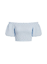 Tops Apoella Annie Puff Sleeve Smocked Top Sky Apoella