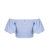 Tops Apoella Annie Puff Sleeve Smocked Top Striped Apoella