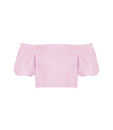 Tops Apoella Annie Puff Sleeve Smocked Top Striped Pink Apoella