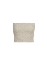 Tops APOELLA Aria Strapless Smocked Top Striped Khaki Apoella
