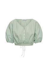 Tops APOELLA Iliana Puff Sleeve Cropped Shirt Mint Apoella