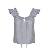 Tops Apoella Koko Ruffle Linen Top Grey Apoella