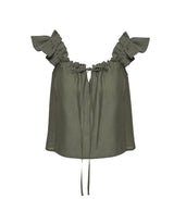 Tops Apoella Koko Ruffle Linen Top Khaki Apoella