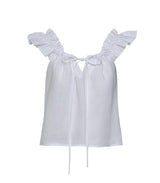 Tops Apoella Koko Ruffle Linen Top White Apoella