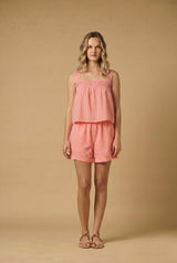 Tops APOELLA Selini Smocked Top Striped Peach Pink Apoella