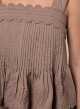 Tops Juliet Dunn Poplin Pintuck Top Mocha Apoella
