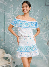 Tops Temptation Positano Citrino Off Shoulder Embroidered Top Turquoise Apoella