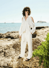 Tops Zeus n Dione Geranium Long Sleeve Shirt Ivory Apoella