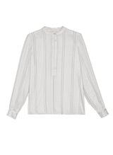 Tops Zeus n Dione Hera Long Sleeve Textured Silk Top Mao Neck Ivory Apoella