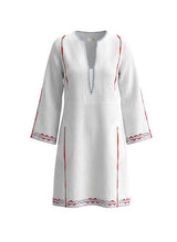 Tunic Ancient Kallos Trikeri Embroidered Linen Tunic White/Multi Apoella