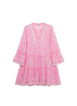 Tunic Juliet Dunn Flared Sleeve Tunic With Tonal Block Print Pink Tonal Apoella