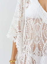 Yasin Lace Caftan White