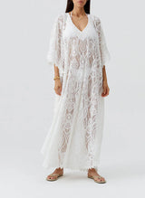 Yasin Lace Caftan White