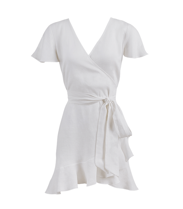 Dress Apoella Amalia Linen Mini Wrap Dress S/M / White Apoella