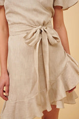 Dress Apoella Amalia Linen Mini Wrap Dress Apoella
