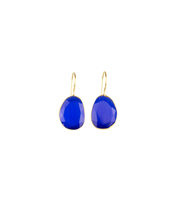 Jewelry Nes Paris Alice Earrings Cat Eyes Pebble Smallest Model Gold Plated O/S / Blue Apoella