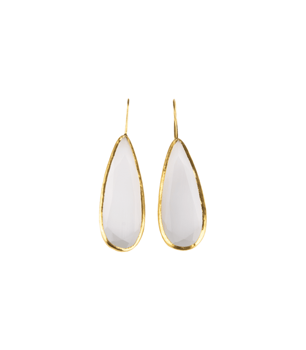 Jewelry Nes Paris Jade Earrings Drop Cat Eyes O/S / White Apoella