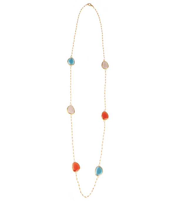 Jewelry Nes Paris Long Necklace Cat Eyes Small Model Stone O/S / Multicolor Apoella
